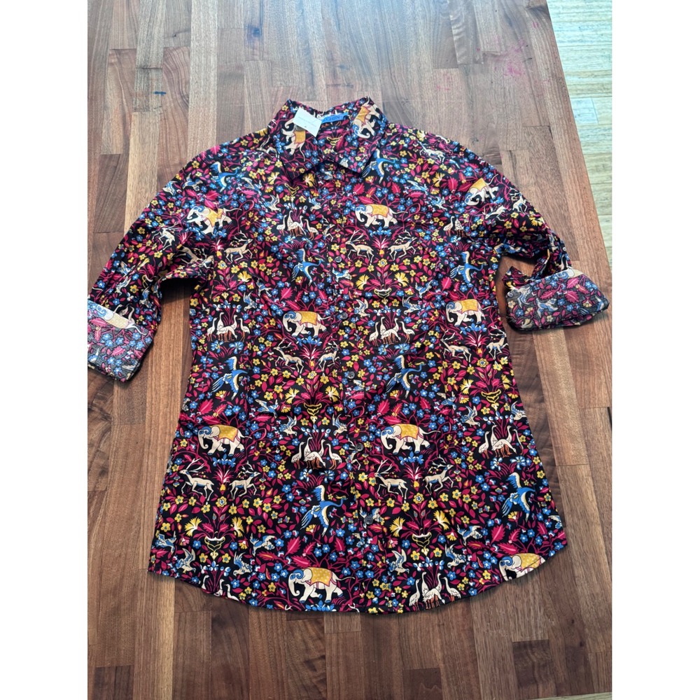 J.McLaughlin Lois Blouse Savanna Bloom Elephant Floral Print Shirt Small New